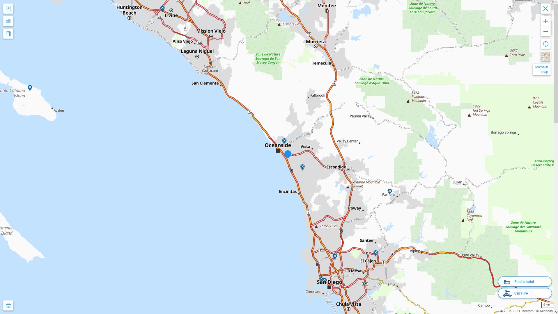Carlsbad California Highway and Road Map